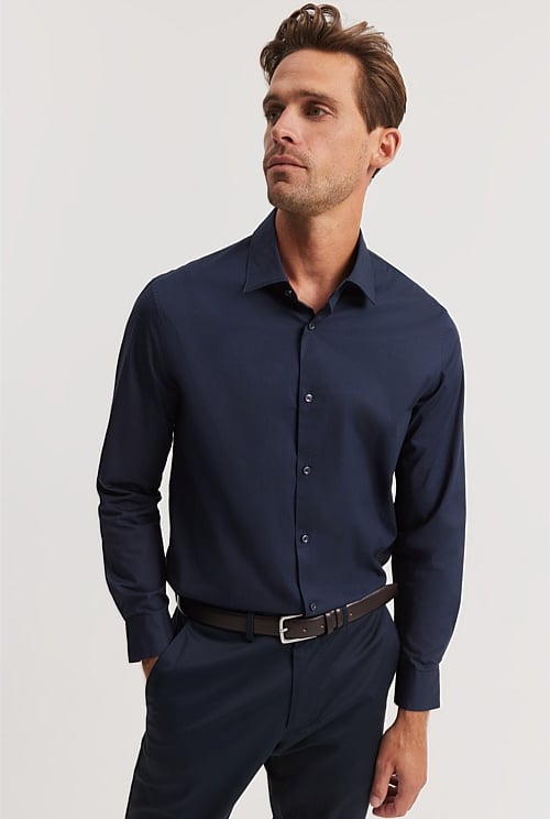 Ink Tailored Fit Poplin Stretch Shirt - Wear To Work 