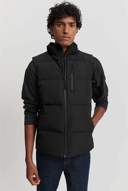 Black Recycled Polyester Puffer Vest - Jackets & Coats | Country Road