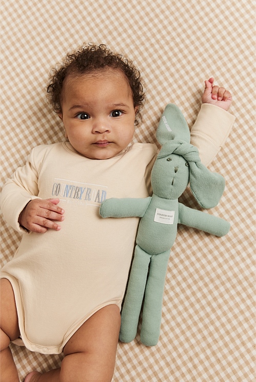 Multi Lght Sand Organically Grown Cotton Heritage Long Sleeve Bodysuit Jumpsuits & Bodysuits