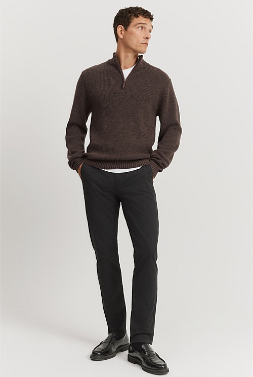 Truffle Australian Lambswool Half Zip Knit - Knitwear | Country Road