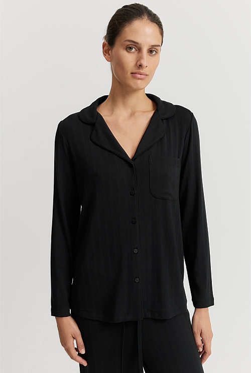 Black Long Sleeve Pyjama Shirt Sleepwear Country Road