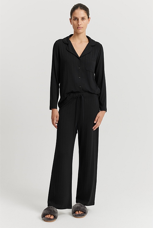 Black Wide Legging Pyjama Pant Sleepwear Country Road