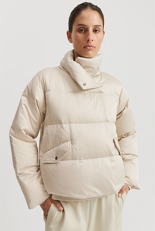 Oat Milk Recycled Polyester Relaxed Puffer Jacket Jackets & Coats Country Road