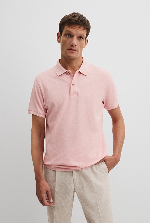 Candy Pink Marle Verified Australian Cotton Pique Polo - Natural Fibres ...