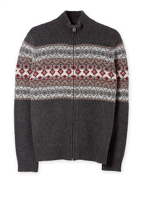 Charcoal Fair Isle Cardigan - Knitwear | Country Road