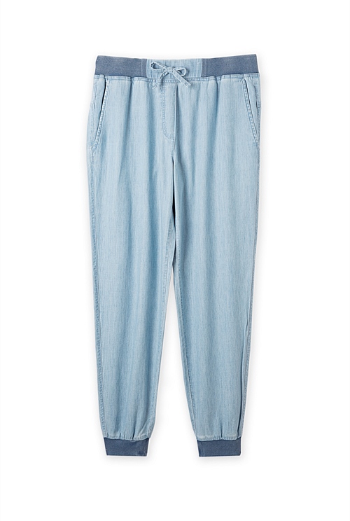 Chambray Lightweight Denim Jogger Pants Country Road