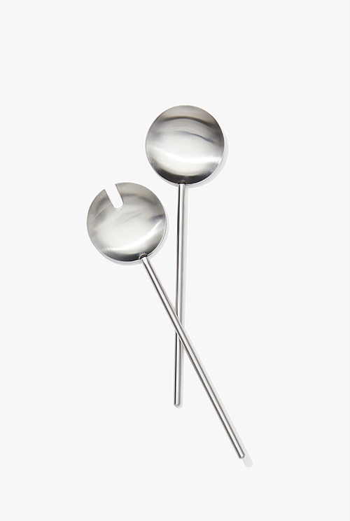 Brushed Steel Mala Salad Servers Serving Country Road