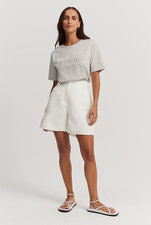 Light Grey Marle Verified Australian Cotton Heritage Embroidered T