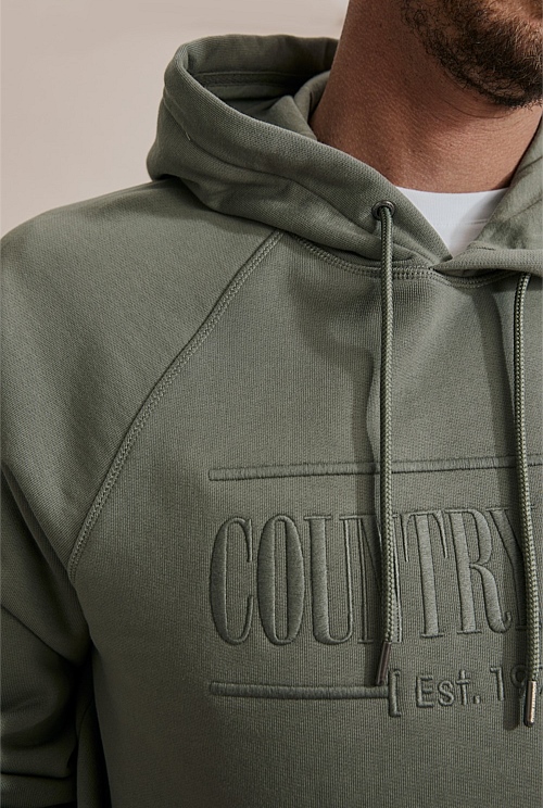 Moss Green Verified Australian Cotton Heritage Hooded Sweat Natural