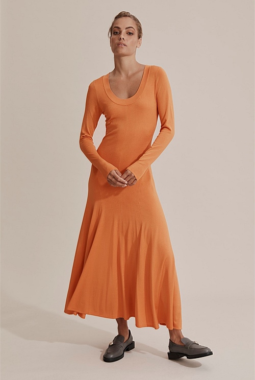 Ochre Fit + Flare Knit Dress - Dresses | Country Road