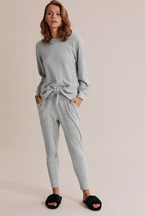 Light Grey Marle Waffle Lounge Pullover Sleepwear Country Road