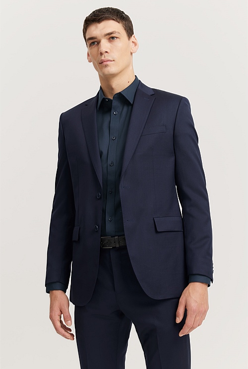 Navy Slim Fit Travel Jacket - Blazers | Country Road