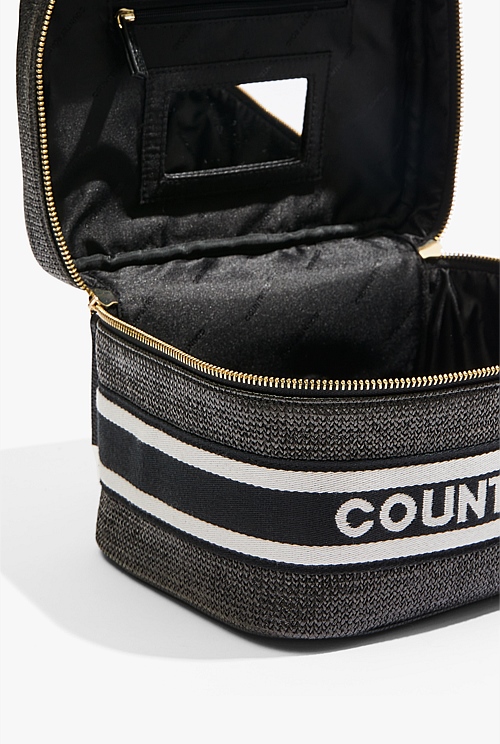 Black Large Branded Cosmetic Bag Bags Country Road