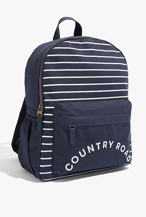 Navy Stripe Logo Backpack Accessories Country Road