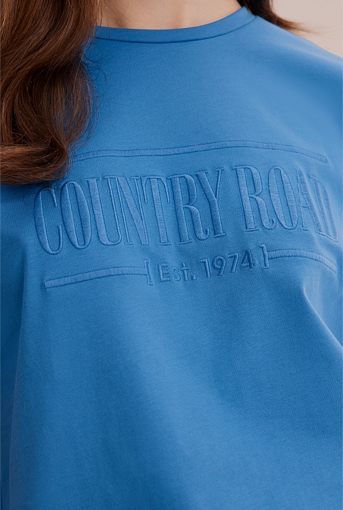 Ocean Blue Verified Australian Cotton Heritage Embroidered T-Shirt - T ...