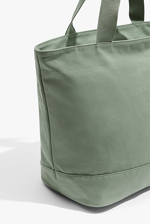 Soft Sage Australian Cotton Printed Heritage Shopper Bags Country Road