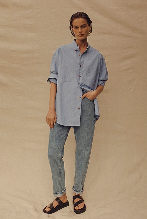 Chambray Blue 80s Reissue Unisex Australian Made Chambray Shirt