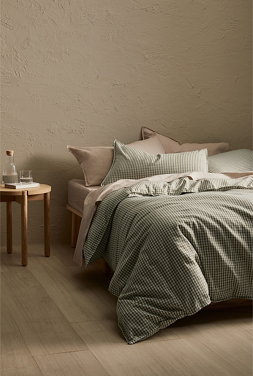 Olive Noni Gingham Queen Quilt Cover Queen Quilt Covers Country Road