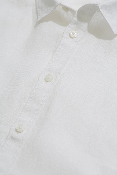 White Organically Grown Linen Short Sleeve Shirt - Shirts | Country Road
