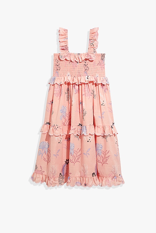 Soft Coral Sea Floral Dress - Dresses | Country Road