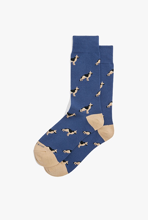 Mid Blue Australian Cotton Alsatian Sock Socks Country Road