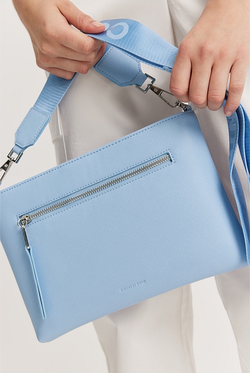 Soft Blue Branded Zip Crossbody Bag Bags Country Road