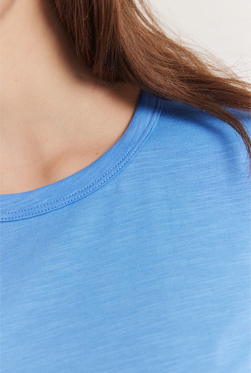 Vivid Blue Australian Cotton Short Sleeve Slub T-Shirt - Natural Fibres ...