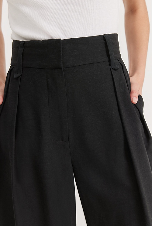 Black Pleat Detail Pant - Pants | Country Road