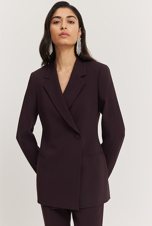 Pinot Noir Longline Slim Blazer - Jackets & Coats | Country Road