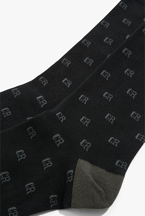 Black Australian Cotton Monogram Sock Socks Country Road