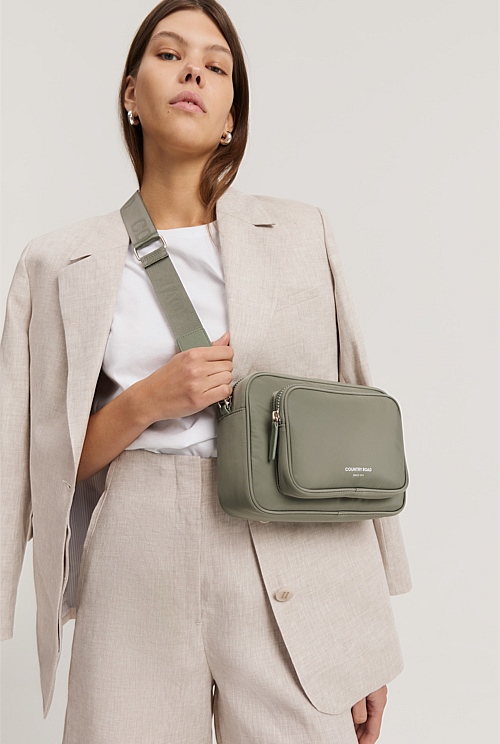 Khaki Recycled Polyester Soft Crossbody Bag Bags Country Road