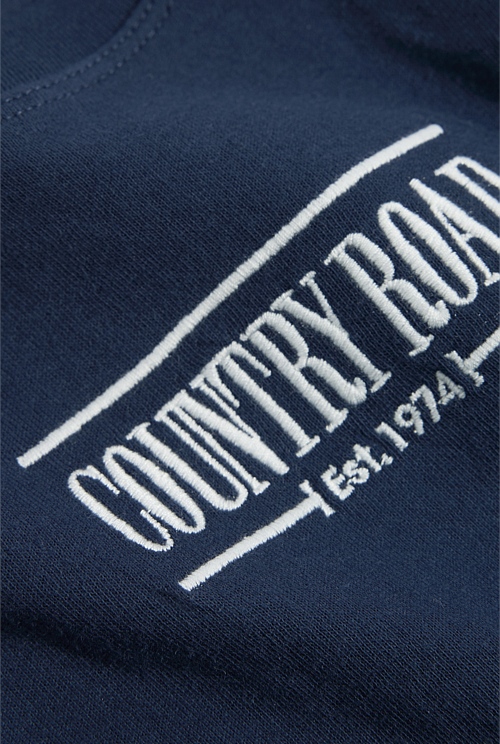 Navy Organically Grown Cotton Heritage Long Sleeve Bodysuit Jumpsuits & Bodysuits Country Road