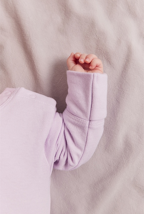 Lilac Organically Grown Cotton Heritage Long Sleeve Bodysuit Jumpsuits & Bodysuits Country Road