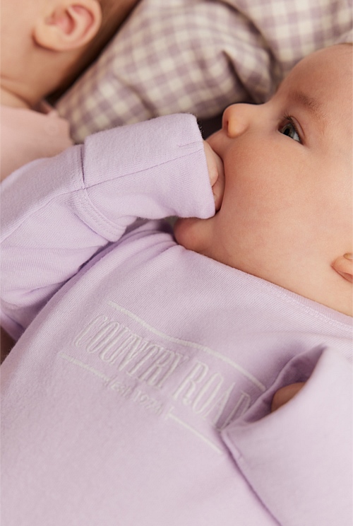 Lilac Organically Grown Cotton Heritage Long Sleeve Bodysuit Jumpsuits & Bodysuits Country Road
