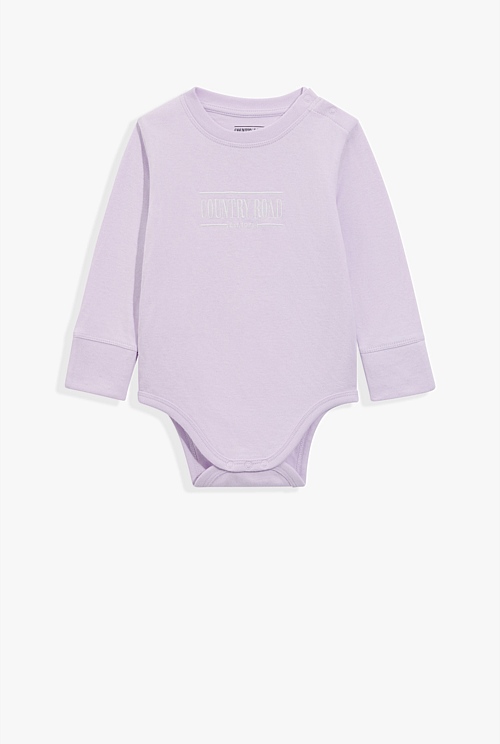 Lilac Organically Grown Cotton Heritage Long Sleeve Bodysuit Jumpsuits & Bodysuits Country Road