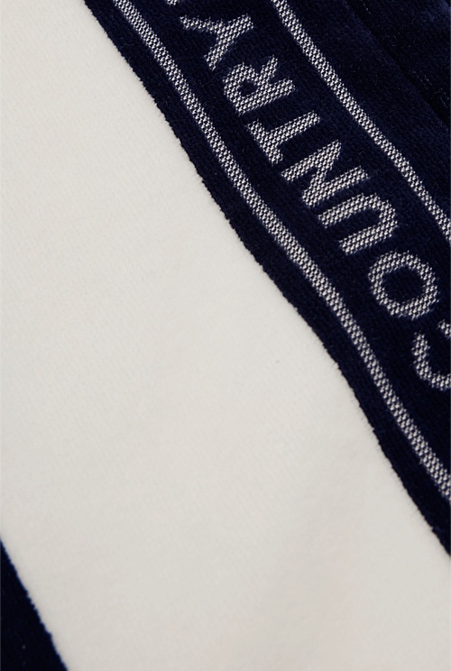 Navy Australian Cotton Logo Stripe Poncho - Natural Fibres | Country Road