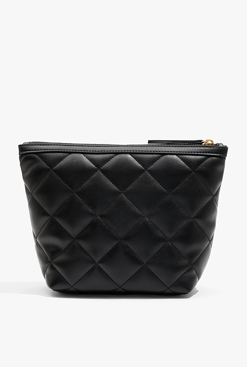 Black Quilted Tri Cosmetic Case Bags Country Road