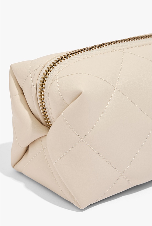 Oyster Quilted Mini Zip Top Cosmetic Case Bags Country Road