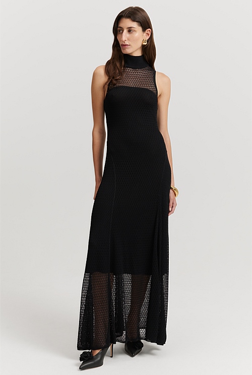 Black Lace Knit Dress - Dresses | Country Road