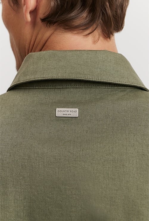 Sage Linen Overshirt - Natural Fibres | Country Road