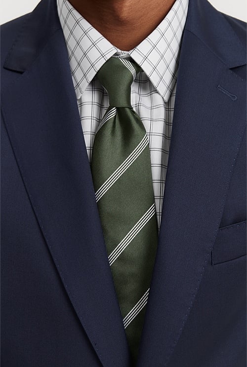 Dark Green Silk Stripe Tie - Work | Country Road