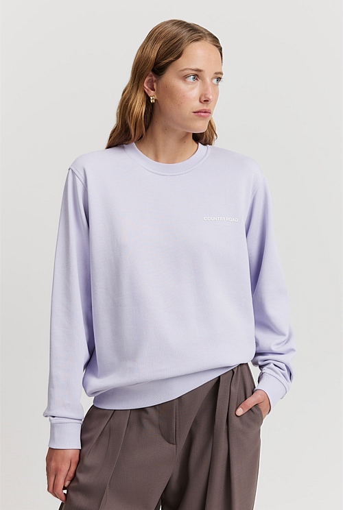 Lilac Australian Cotton Relaxed Fit Sweat - Natural Fibres | Country Road