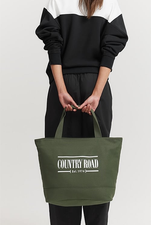 Hunter Green Australian Cotton Printed Heritage Shopper Bags