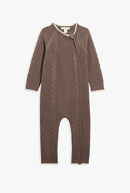 Chocolate Cable Knit Jumpsuit Jumpsuits & Bodysuits Country Road