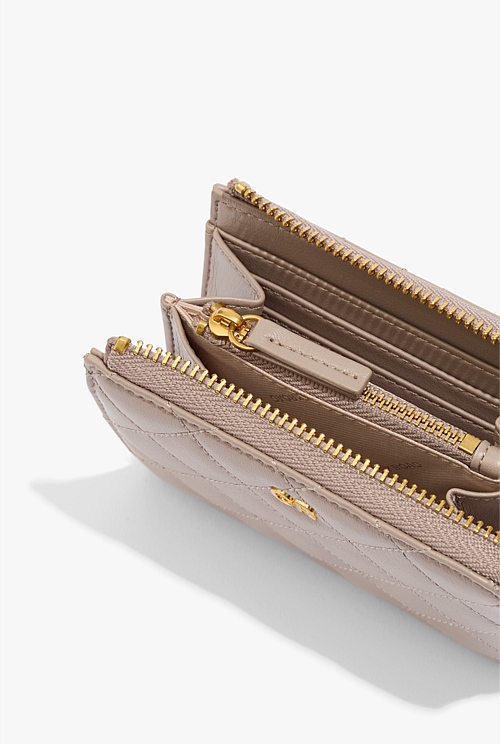 Fawn Quilted Country Road Zip Wallet Bags Country Road