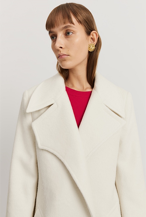 Cream Textured Longline Coat Jackets & Coats Country Road