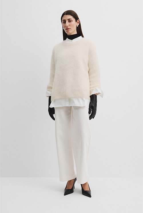 Cream Soft Fluffy Crew Neck - Knitwear | Country Road