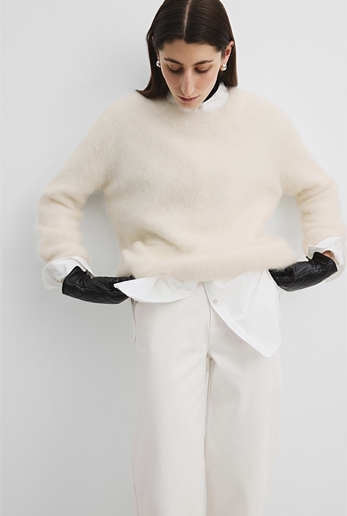 Cream Soft Fluffy Crew Neck - Knitwear | Country Road