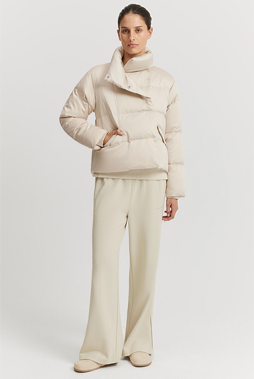 Oat Milk Recycled Polyester Relaxed Puffer Jacket Jackets & Coats