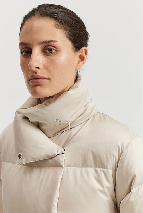 Oat Milk Recycled Polyester Relaxed Puffer Jacket Jackets & Coats